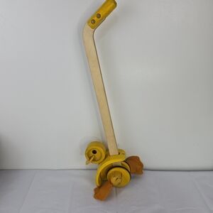 Plan Toys Wooden Push Duck Toy 22" Tall with Cute Duck & Squeak Noise